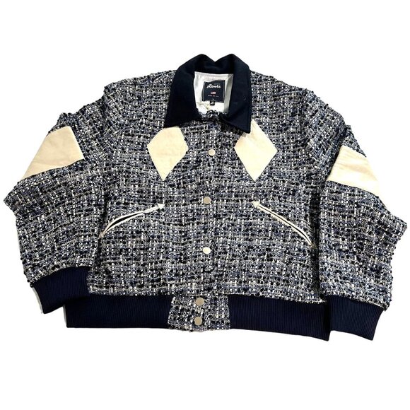 United Rivers Hudson River Tweed Bomber Jacket in Navy - Picture 1 of 4